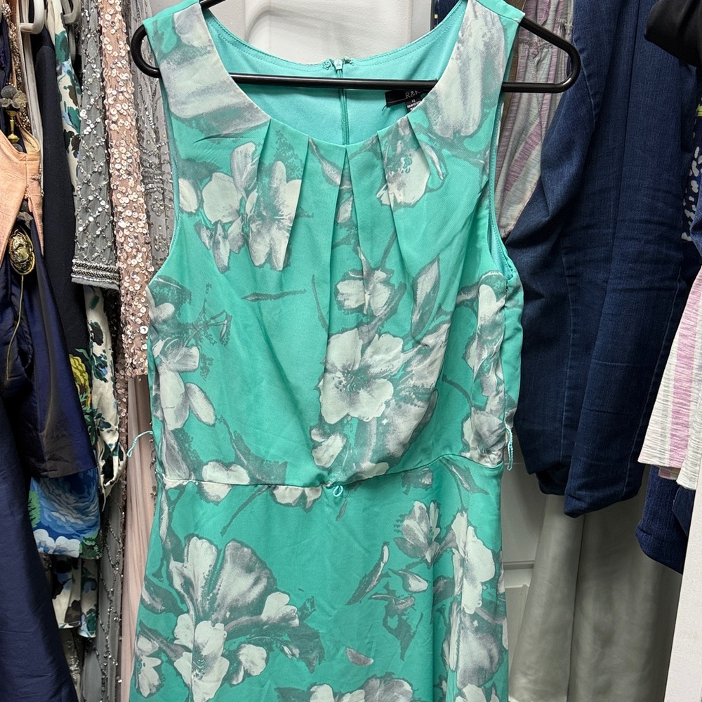 Floral Teal and Gray Dress